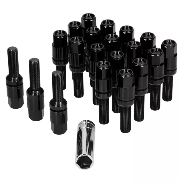 (black) Boulon à Cosse Allongé 20 Pièces M14x1.5 Filetage 42mm/1.65in