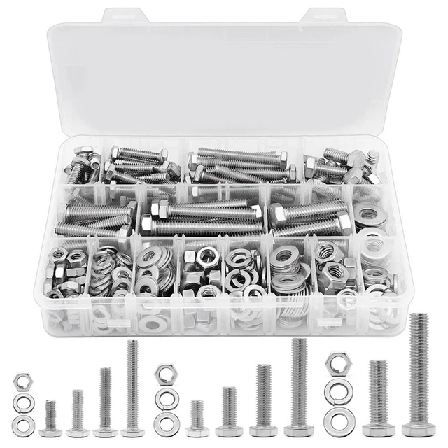 246-Teiliges Sortiment ein Sechskantmuttern und -Schrauben, Edelstahl 1/4-24704