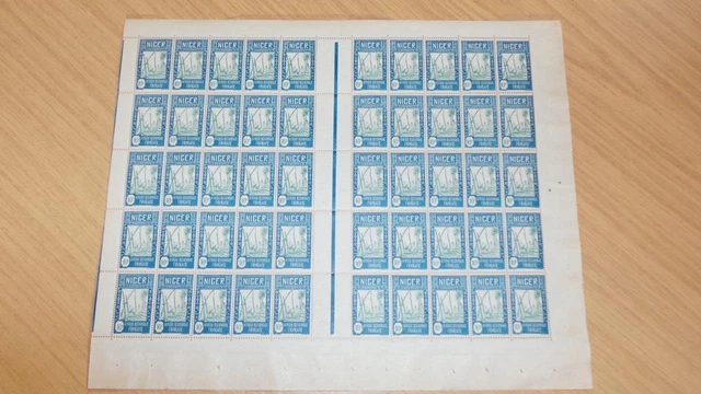 AG594b: Sheet of 50 French Colony Stamps 1930/40s - 10c - Niger - Francaise