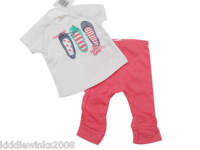 BNWT  Baby girls cotton 2 piece T-shirt and leggings Clothes Nb to 18 months