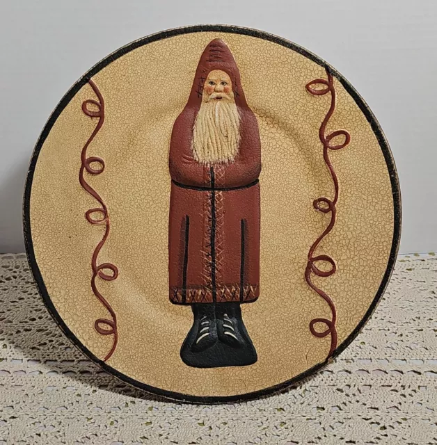 Ragon House Santa Primitive Redware Pottery Plate Belsnickle Christmas Plate Ragon House Santa Primitive Redware Pottery Plate Belsnickle Christmas Plate