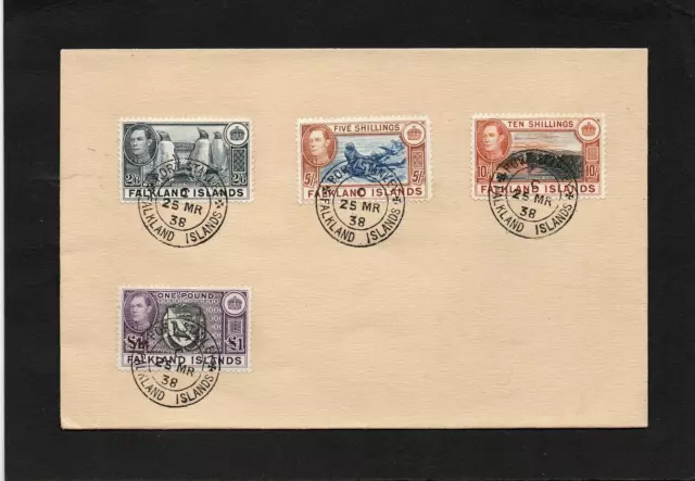Falkland Islands - 1938 - Kg Vi - High Values On Cover - With Port Stanley Cds