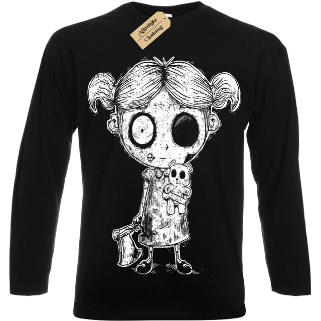 Zombie Bambina T Shirt Uomo Donna Gotico Punk Gotico Rock Orsetto Manica Lunga