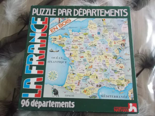 Puzzle En Bois : La France En 96 Departements   Jeux Nathan Complet Et Bon Etat