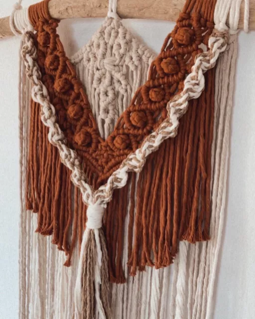 Tapiz de Pared Tejido, Tapiz Macrame Bohemio étnico Decoración Boho Hoja Hecho a