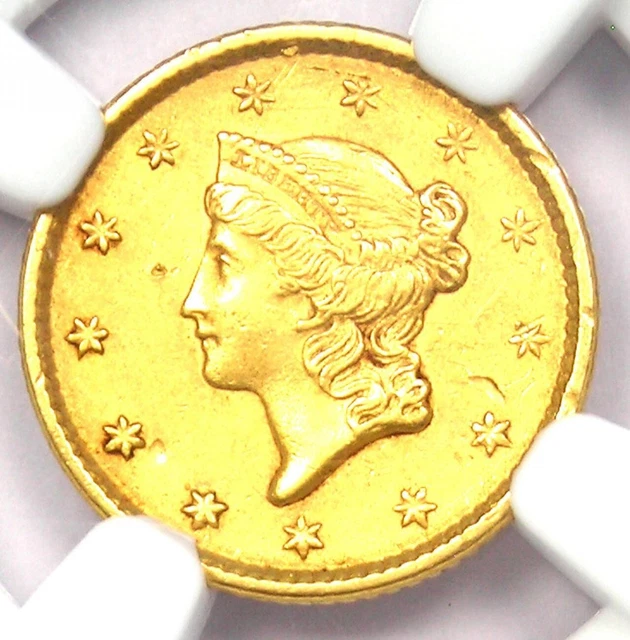 1851 Liberty Gold Dollar G$1 - Certified NGC AU Detail - Rare Early Gold Coin!