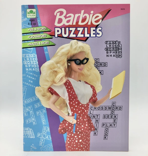 VINTAGE 1991 BARBIE PUZZLES Book 60 pgs Golden Books *UNUSED* New