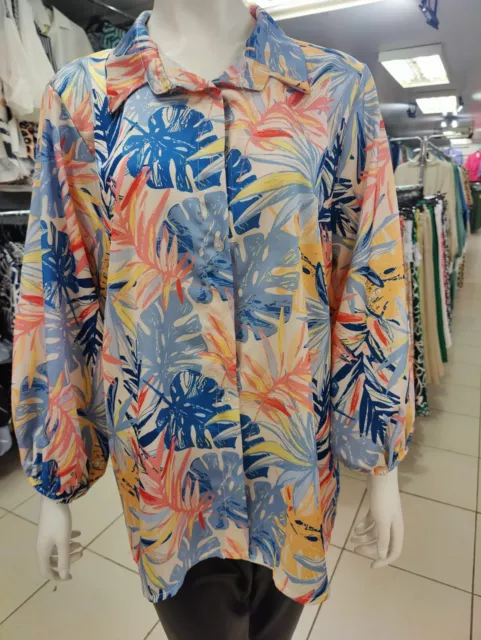 WOMENS FEATHER PRINT Chiffon Long Sleeve T-Shirt V necck Blouse Tops Lady  Spring £11.99 - PicClick UK