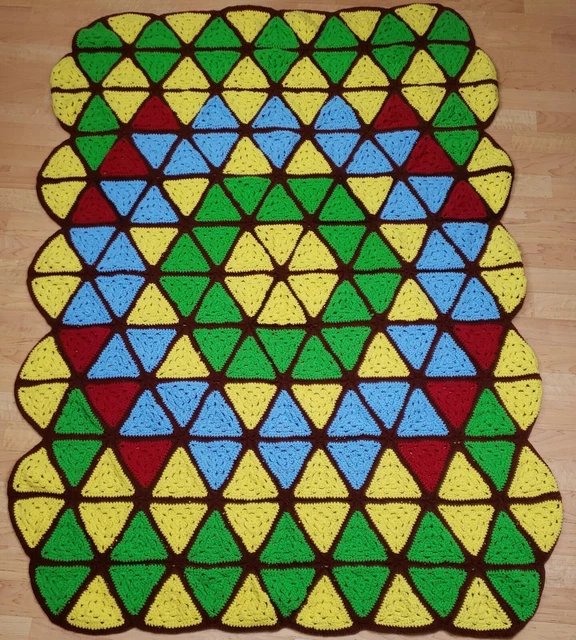 70S HANDMADE CROCHET Afghan Stranger Things Granny Square Blanket Throw