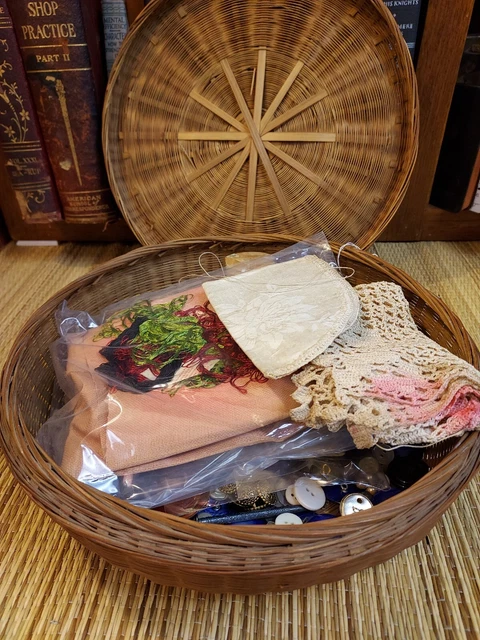Vintage Filled Sewing Basket