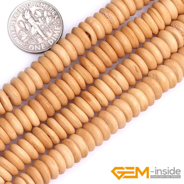 2mm Big Hole Hand-Carved Donut Bone Rondelle Heishi Spacer Jewelry Making Beads