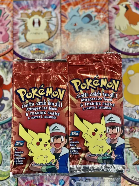 Pokemon 1999 Topps TV Animation Series 1 Booster Pack Long Pack Hanger Rare NEW Pokemon 1999 Topps TV Animation Series 1 Booster Pack Long Pack Hanger Rare NEW