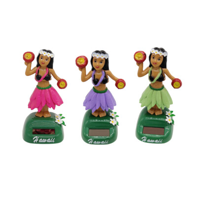 Solaire Figurine Danseuse Hawaienne Voiture Décoration Modèle Fille Hula Danse Balancier Sl'Energie Olaire Alimenté Poupée D'action Jouet Poupée Mobile Fête Anniversaire Ornement Pour Enfants Cadeaux 
