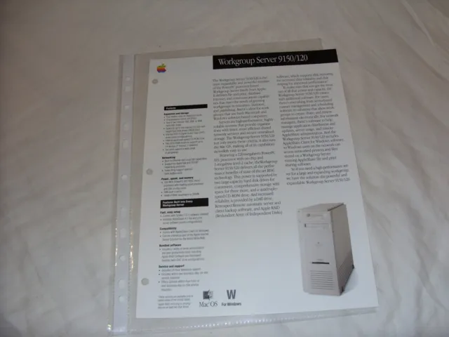 Apple Power Macintosh Workgroup Server 9150/120 two sided colour data sheet