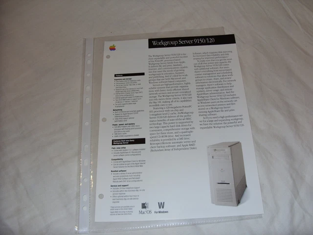 Apple Power Macintosh Workgroup Server 9150/120 two sided colour data sheet