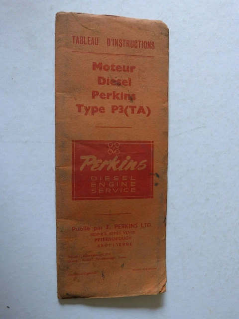 PERKINS TYPE P3 (TA) Diesel Engine Instruction Board £13.33 - PicClick UK