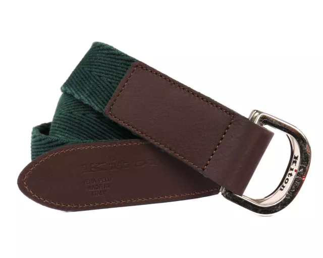 NWT KITON BELT cotton lambskin green leather men luxury Italy 35/37