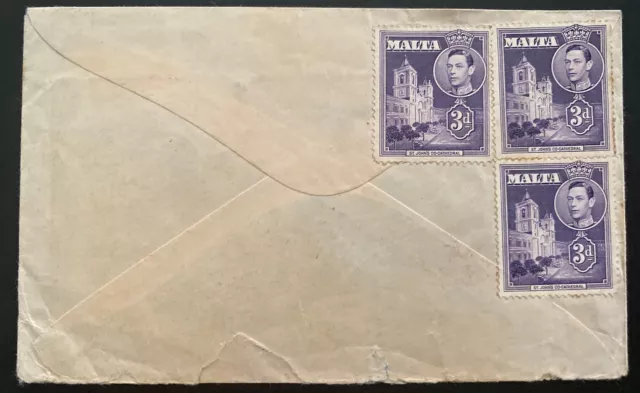 1942 Malta On Active Service Airmail Cover To MEF Army PO Durban South Africa 3