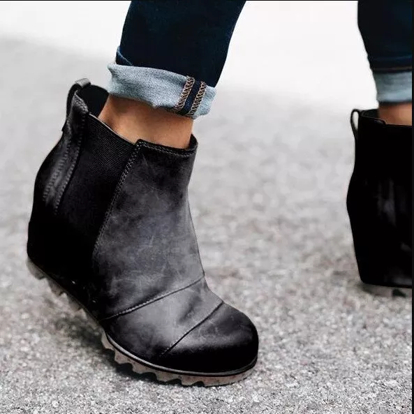 Women's Wedge Booties Hidden Platform Chelsea Boots Comfortable Slip on Booties