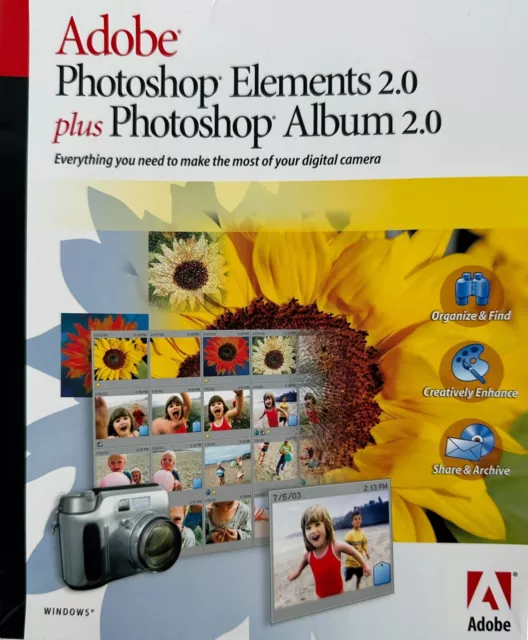 Adobe Photoshop Elements 2.0 Plus Photoshop Album 2.0 Software For Cameras