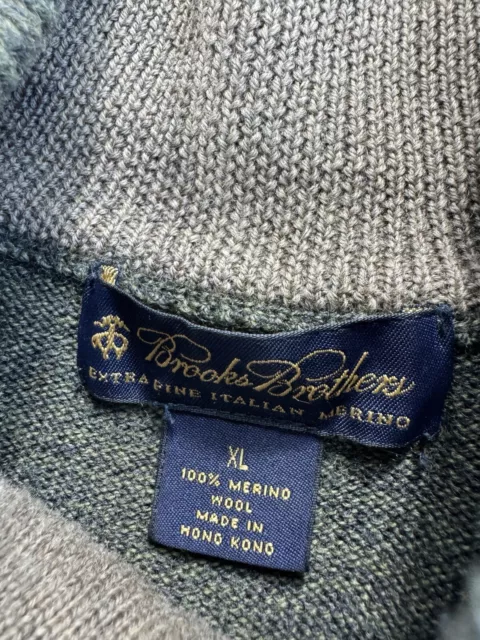 BROOKS BROTHERS MEN’S XL Extra Fine Italian Merino Wool 1/4 Zip Sweater ...