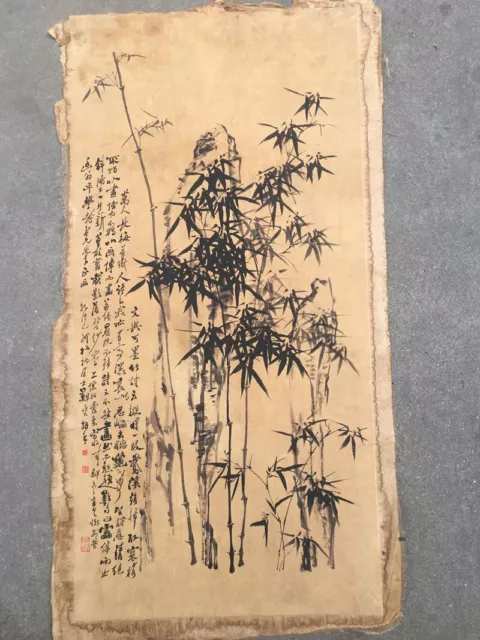 Chinese Old calligraphy Painting scroll "Zheng Banqiao - Bamboo" rice paper 6158