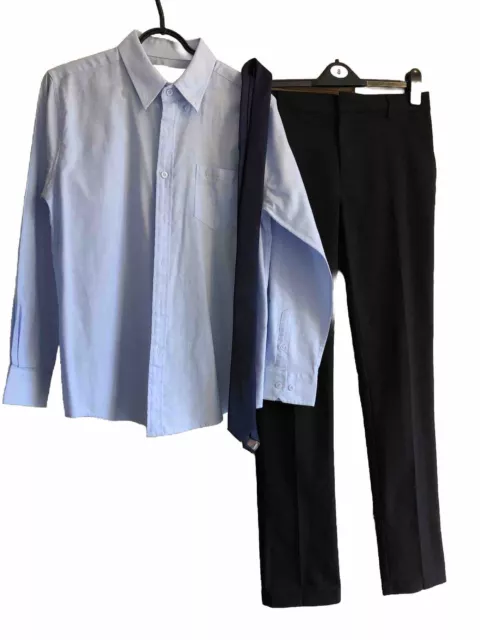 BOYS AGE 14 (L) Ben Sherman Light blue shirt M&S Black Trousers (14/15 ...