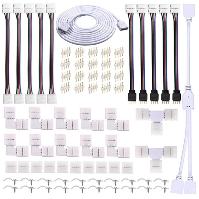 Kit connettore per 5050 10 mm 4 pin RGB, splitter a 2 vie, fai da te u5l6