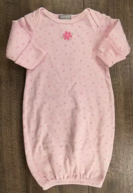 Baby Girl Clothes Carter's Vintage Preemie Pink Flower Sleep Gown