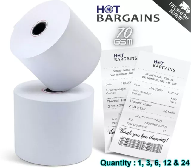 Thermal Till Rolls 80 x 80mm For Printing Payment Receipts 70 GSM