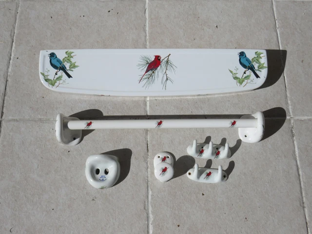 Ensemble De Salle De Bain En Porcelaine – Motif Ciel Et Or, Bleu, Occasion