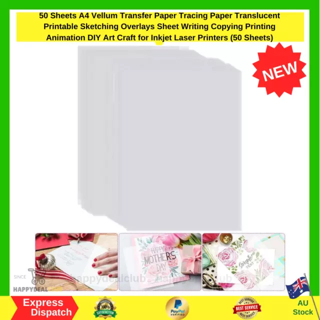 50 Sheets A4 Vellum Transfer Paper Tracing Paper Translucent Printable Sketching