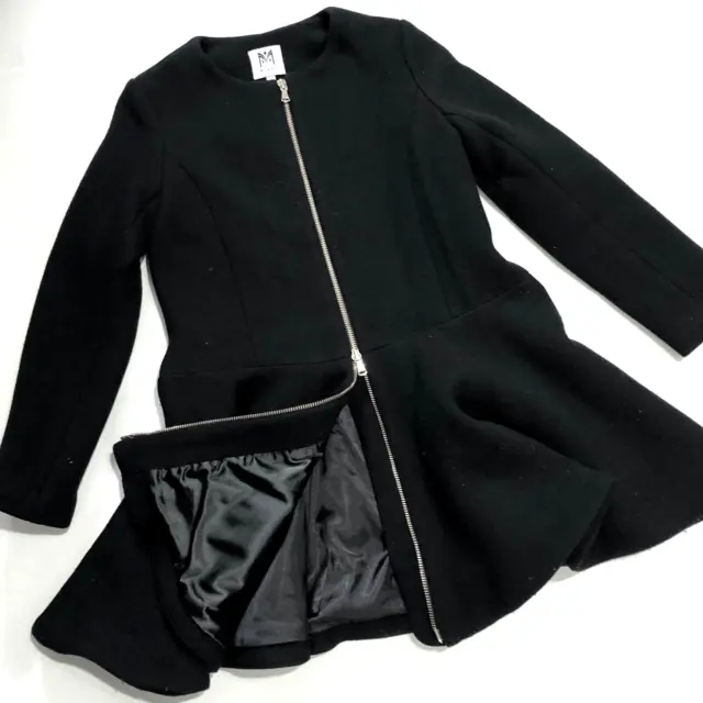 Milly Minis S. 16 Girls Black Wool Blend Dress Coat No Collar/Flip Hem