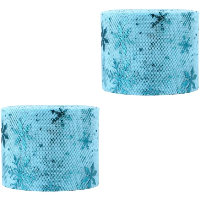 2 Sets Breite Satin Band Tüll Band Rollen Schneeflocke Band Winter Band