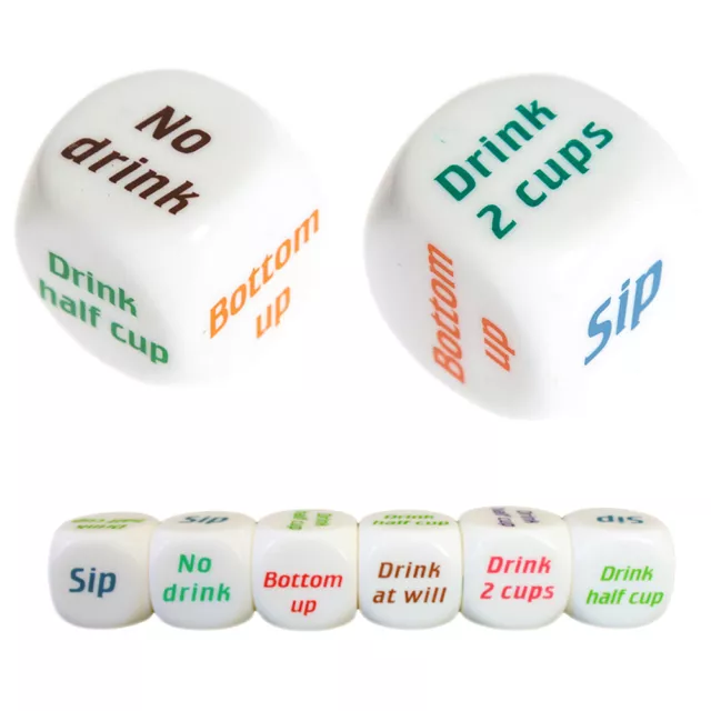 2x Funny Drink Drinking Sip Dice Roll Decider Die Game Party Bar Club Pub To^-^