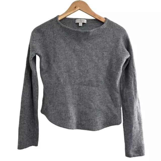 Nordstrom Collection Gray Cashmere Cropped Sweater Large (Flaw)