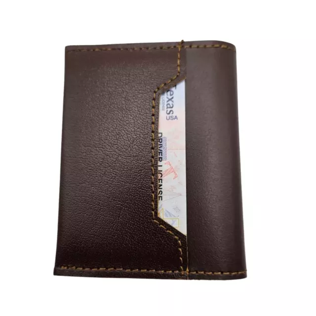 Retro Slim Card Wallet Minimalist Premium Full Grain Leather Men's Wallet Coffee