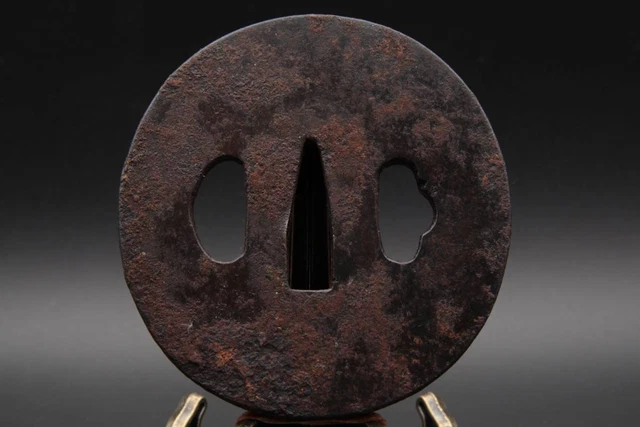 Tsuba Iron Ground Round Sword Fittings Japanese Armor Samurai Edo Antique Era JP