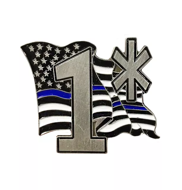 Thin Blue Line American Flag One Ass To Risk Metal Lapel Pin 3