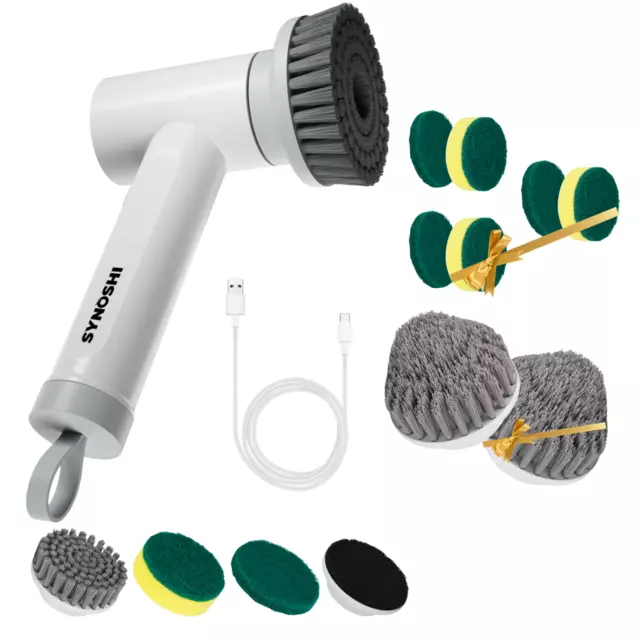 ! BATHROOM SET | Synoshi® | Electric Spin Scrubber with 2 Cone & 6 Sponge Heads