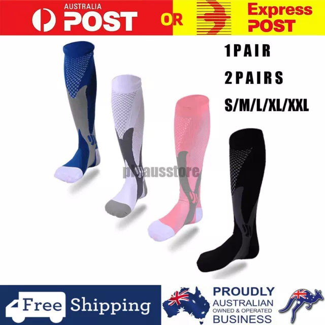 Compression Socks Copper Medical Stockings Travel Running Anti Fatigue Unisex AU