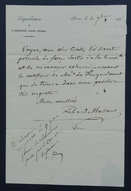 HUGUESBERNARD MARET, DUC de Bassano LETTRE AUTOGRAPHE SIGNÉE EUR 70