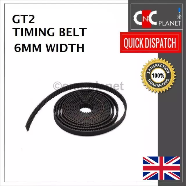 GT2 6mm Timing Belt 2mm Pitch, Width Open Length for Pulleys 3D Printer CNC UK