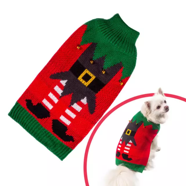 Christmas Dog Jumper Warm Festive Dog Elf Outfit Xmas Gift S/M/L AllPetSolutions