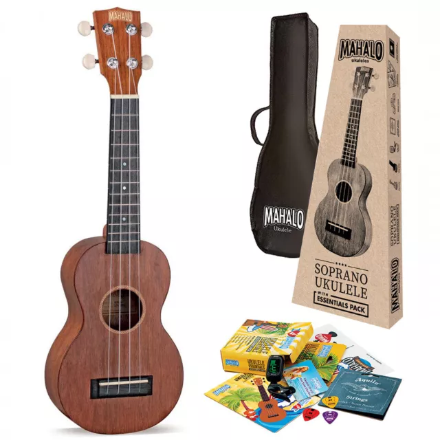 Mahalo Java Series Concert Ukulele with Essentials Accessory Pack (Transparent B