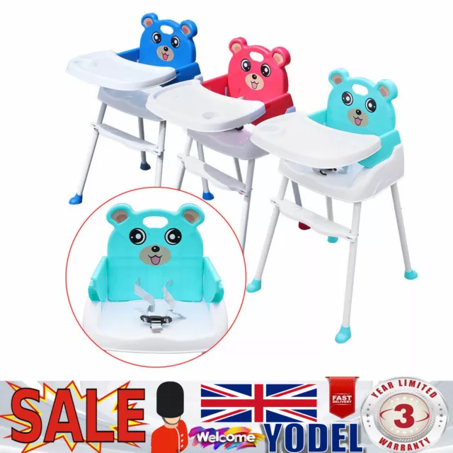 Adjustable 3-In-1 Baby Highchair Infant High Feeding Seat Toddler Table Chair UK