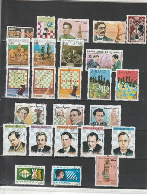 Echecs: Lot De 30 Timbres