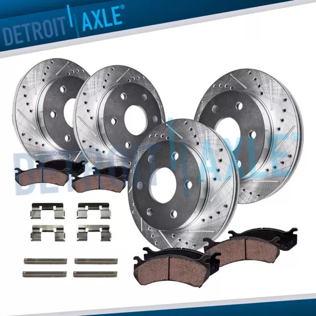 Front Rear Drilled Disc Rotors Brake Pads for Nissan Armada Titan Infiniti QX56