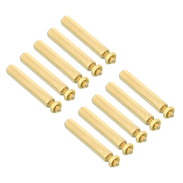 30mm+6mm M3 Standoff Screws 40 Pack Brass Hex PCB Standoffs Nuts Gold Tone
