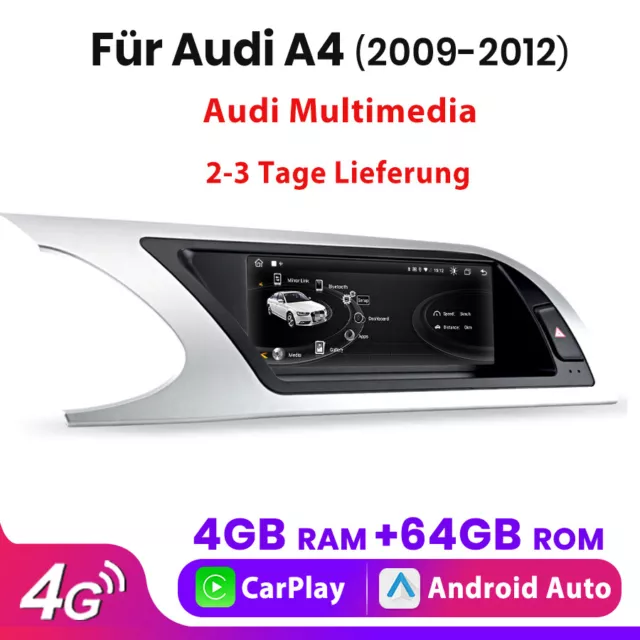 Carplay Für Audi A4 A5 B8 S4 S5 8.8" Android 12 Autoradio GPS Navi WIFI BT 4+64G
